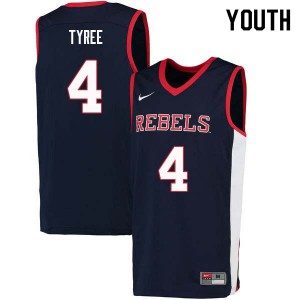 Youth Ole Miss Rebels #4 Breein Tyree Navy NCAA Jerseys 210966-754