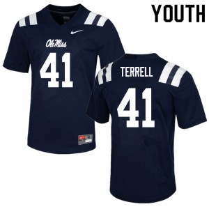 Youth Ole Miss Rebels #41 C.J. Terrell Navy Official Jersey 486715-813