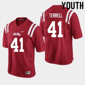 Youth University of Mississippi #41 C.J. Terrell Red Embroidery Jerseys 258751-589