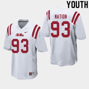 Youth Ole Miss #93 Cale Nation White NCAA Jersey 667574-685