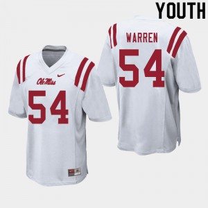 Youth University of Mississippi #54 Caleb Warren White Embroidery Jerseys 490005-820