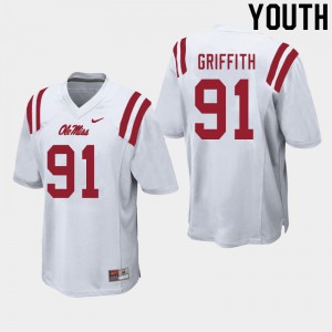 Youth Ole Miss #91 Casey Griffith White High School Jerseys 806432-636