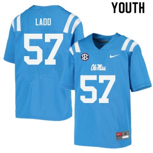 Youth Ole Miss Rebels #57 Clayton Ladd Powder Blue Embroidery Jerseys 446546-604