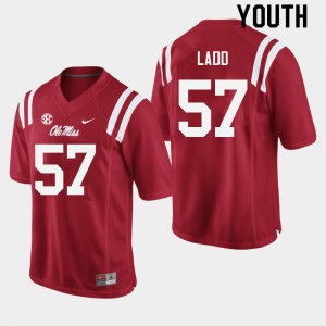 Youth Ole Miss Rebels #57 Clayton Ladd Red Football Jerseys 675985-955