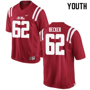Youth Rebels #62 Cole Becker Red NCAA Jerseys 247143-465