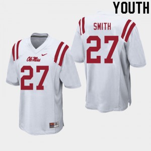 Youth Ole Miss #27 Dallas Smith White Stitched Jerseys 771923-231
