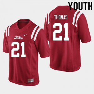 Youth Rebels #21 Damarcus Thomas Red College Jerseys 394551-813