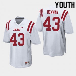 Youth University of Mississippi #43 Daniel Newman White Official Jerseys 969380-763