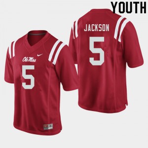 Youth Ole Miss #5 Dannis Jackson Red Stitch Jerseys 869424-877