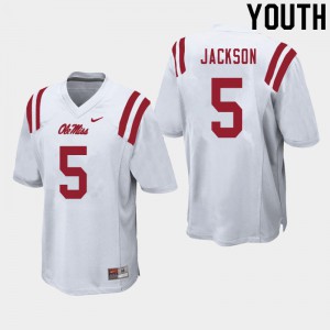 Youth Ole Miss #5 Dannis Jackson White NCAA Jersey 388221-728