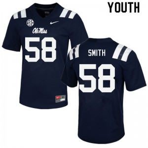 Youth Ole Miss Rebels #58 Demarcus Smith Navy Alumni Jersey 196080-653
