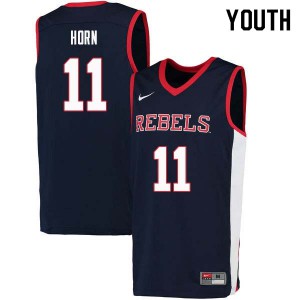 Youth University of Mississippi #11 Eric Horn Navy Stitched Jerseys 520789-706