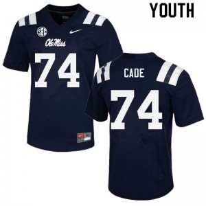 Youth Ole Miss #74 Erick Cade Navy Stitched Jersey 384346-444