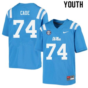 Youth Ole Miss #74 Erick Cade Powder Blue Player Jersey 381705-433