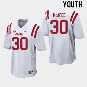 Youth Ole Miss #30 Fred McAfee White Official Jersey 539198-312