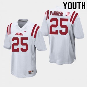 Youth Ole Miss #25 Henry Parrish Jr. White High School Jersey 826987-573