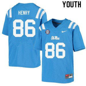 Youth Ole Miss #86 JJ Henry Powder Blue College Jersey 833702-260