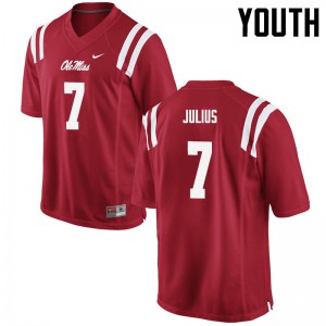 Youth Ole Miss #7 Jalen Julius Red College Jersey 575710-586