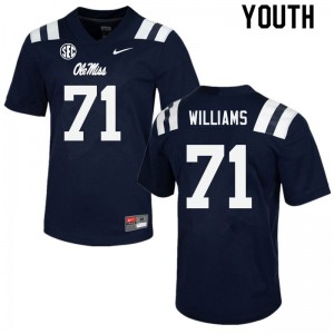Youth Ole Miss #71 Jayden Williams Navy Stitched Jersey 928027-451