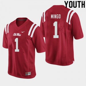 Youth University of Mississippi #1 Jonathan Mingo Red College Jerseys 784385-166