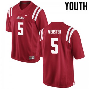 Youth Ole Miss #5 Ken Webster Red Stitched Jersey 235709-621