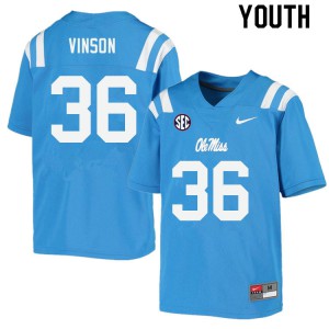 Youth Ole Miss Rebels #36 Rayf Vinson Powder Blue Football Jersey 826821-697