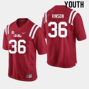 Youth Ole Miss #36 Rayf Vinson Red NCAA Jersey 952356-924