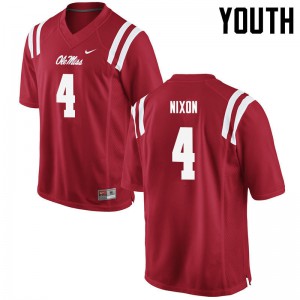 Youth University of Mississippi #4 Tre Nixon Red Stitch Jerseys 739212-406
